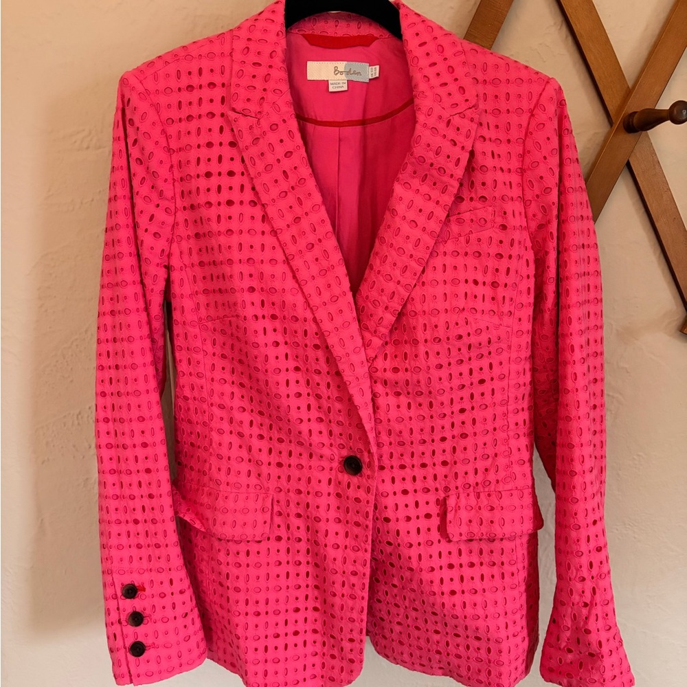 Boden Pink Eyelet Blazer